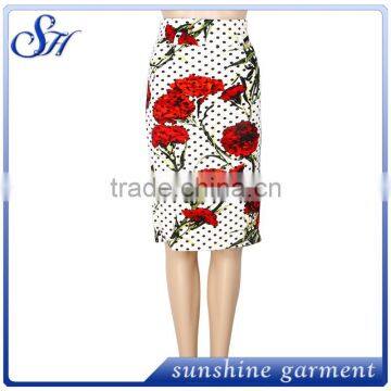 New trendy women printed flowers cheap skirt