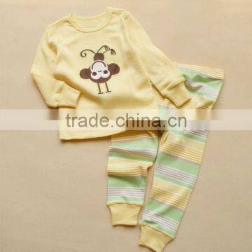 2011 autumn baby clothes set 100% cotton embroider pajamas