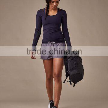 MGOO Wholesale Drawstring Waistband Womens Sport Shorts 100% Polyester Dri Fit Short Pants photo-2