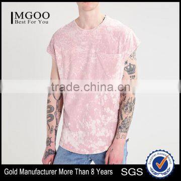 MGOO Hot Design Fashion Tie Dye T Shirts Mens Batwing Sleeve Curved Hems Pocket T Shirt