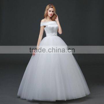 MGOO Customised Ball Gown White Plain Satin Bridal Dress Sleeveless Elegant Simple Dress For Wedding Formal Dress photo-3