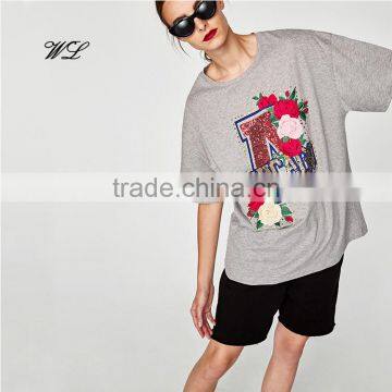 Top quality OEM woman apparel fashion cheap price t-shirt printing t-shirt