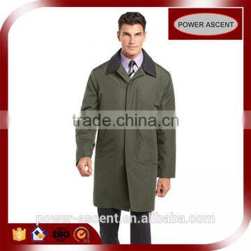 OEM Long Length Button-front Covered Placket Polyester Rain Coat For Men