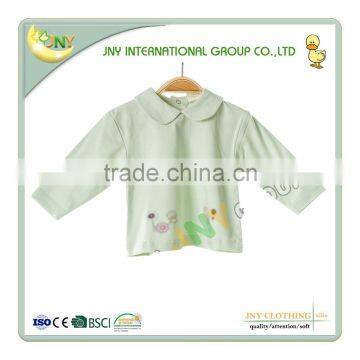 Summer and Autumn Green Branded Lotus Leaf Collar Baby Shirt photo-2