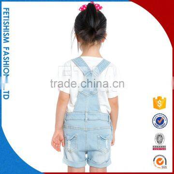 100% Denim Cotton Wholesale Kids Girls Overalls Belt Pants Fashion Clothes For Sale photo-4