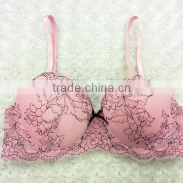 Pink Sets Sexy Women Transparent Lace Underwear Bra and Panty Set photo-3