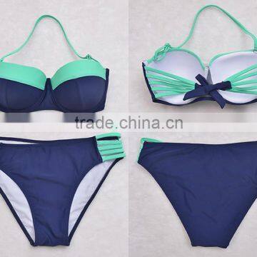 Nylon Plus Size High Waist Bikini Backless Two Piece Skinny Style Stretchable Patchwork Sold By Set photo-3