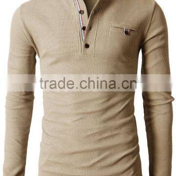 Mens Trendy Bound Pocket Waffle Cotton Knit Long Sleeve Henley Shirts photo-3