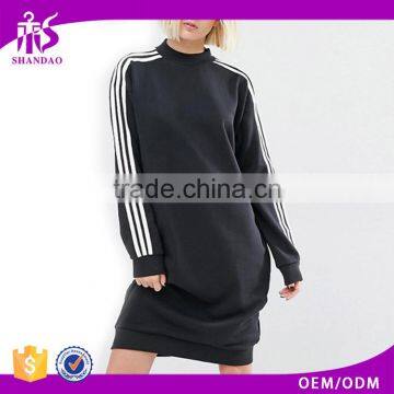 2017 Guangzhou 60% Cotton 40% Polyester Fashion Wholesale Jersey Pullover Long Sleeve Crew Neck Sweatshirt Dress