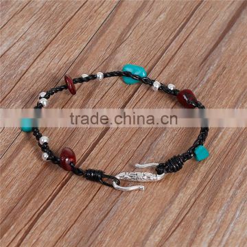 Hand Made Beaded Bracelets Antique Silver Green Blue Irregular Round Women Bracelets Jewelry