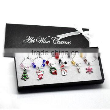 Cheap Wholesale Bar Accessories Table Decorations Christmas Wine Glass Charms Rings With Box photo-2