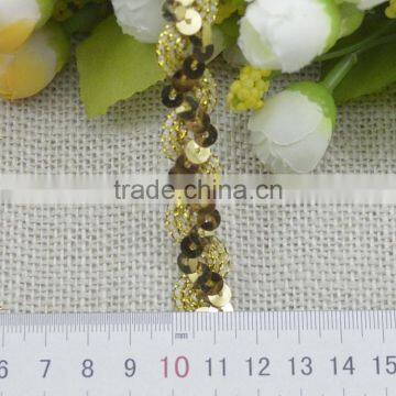 Sewing Crafts DIY Garment 1.5cm Width Gold Silver Sequin Banding Lace ribbon