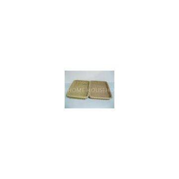 Rectangular Rattan Fruit Basket Waterproof , Snack Food Basket