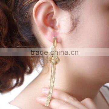 Gold Tone Twisted 8 Braided Dangle Earrings Tassel Drop Earrings