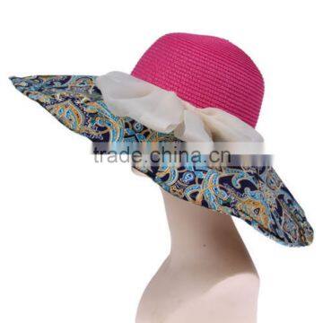 Wide Brim Block Bowknot Trilby Fedora Cloche Cap Bohemia Sun Beach Hat