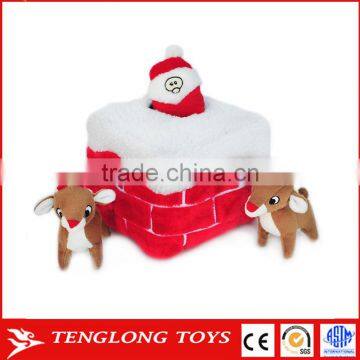 Stuffed christmas reindeer squeaker plush animated toys for hide-and-seek dog toy