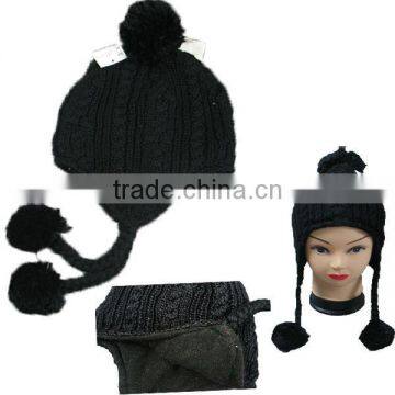 knitted cap with ear flat