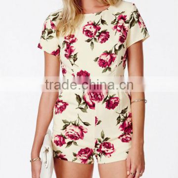 Rose print jumpsuit playsuit, lady playsuit, wholesale playsuit