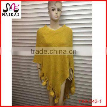 Wholesale women's winter fashion acrylic knit poncho