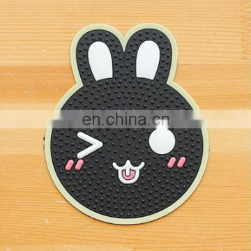 cheap rabbit design PVC glass coasters;rabbit element/design cup mat