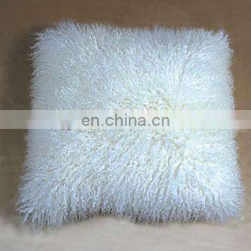 natural white color mongolian lamb fur pillow