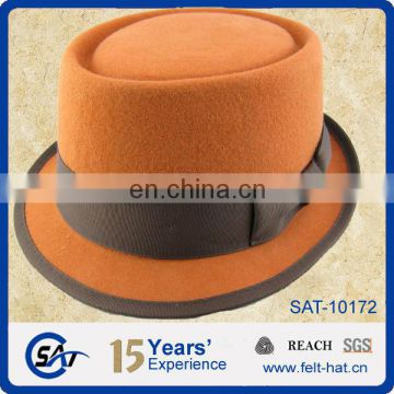 100% orange Wool Felt pork pie hats for women