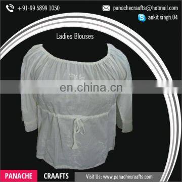 Widely Selling Cotton Material Ruffle Blouse Tops Women photo-2