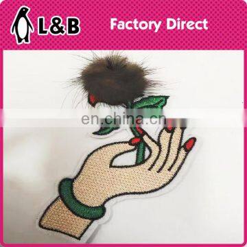 2017 embroidery 3d appliques iron on custom hand plush patch