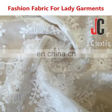 shaoxing JC3383 wholesale 100% polyester chiffon custom embroidery fabric