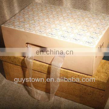 Custom Private Design Brand Printed Paper Shoe Box With Ribbon Handle photo-3