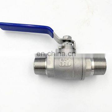 304 stainless steel 2-PC double outer silk ball valve 1/2 inch MxM thread