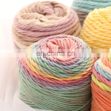 2.03NM gradient color acrylic cotton blend hand knitting rainbow yarn