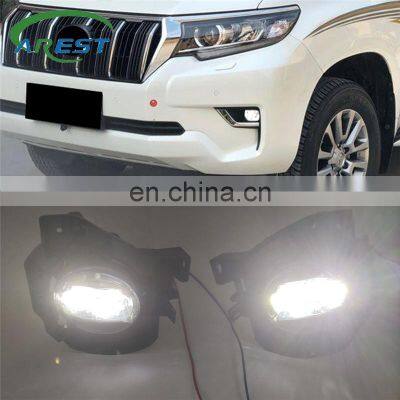 Carest 1Pair LED Car Fog Lamp Assembly For Toyota Land Cruiser Prado 2018 2019 2020 Daytime Running Light DRL Foglamp Cover