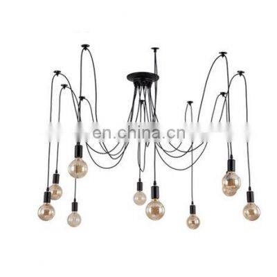 Hot Sale Industrial Black Silica Gel  Pendant Light 10 Heads Decorative Hanging Lamp