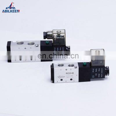 4V Series Electric 5/2 Way Single Coil New Black Body Solenoid Pneumatic Air Control DC12V 24V Automatic Air Valves