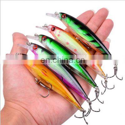 11cm 13.5g 10 colors 3D Bionic eyes Saltwater Fish Baits with Treble Hooks  Quivering Minnow Sea Bass  Bait Fishing