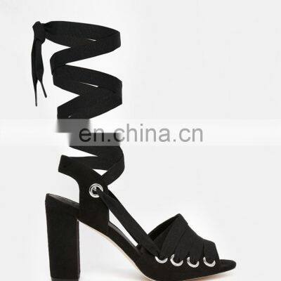 ladies beautiful block heels silver eyelets and lace up sandals shoes for women