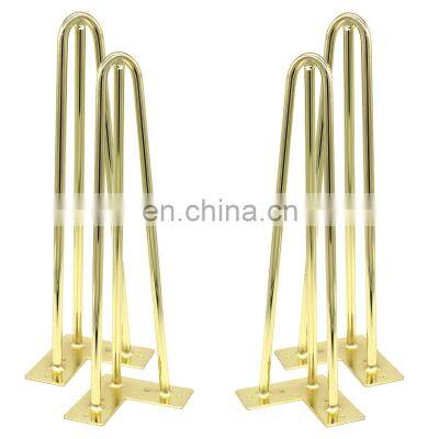 Hairpin Legs Modern Round Glass Chrome Bench Dinning Dining Coffee Metal Rose Steel Furniture Table Gold Hairpin Legs For Table