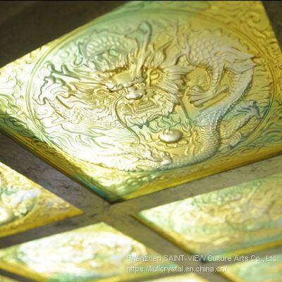 Crystal Glass Liuli Buddha Statues Wall Decor Tiles for Architecture Customize photo-4