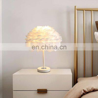 New Arrive Goose Feather Table Lamp For Hotel Bedroom Beside Table Lamp photo-4
