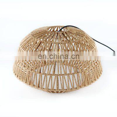 Round Paper Rope Lamp Shade Lantern Woven Rattan Bamboo Pendant Light Handmade Bamboo Lampshade photo-5