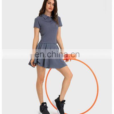 Wholesale Quick Dry Cool Fabric Short Sleeve Tennis Sports Yoga Polo Shirt Women Outdoor Lightweight Fitness Gym Wear Clothes photo-5
