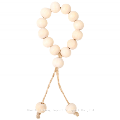 Wholesale Farmhouse Decor Napkin Rings Wood Bead Napkin Holders With Tassels Rustic Country Decor Table Decoration photo-4