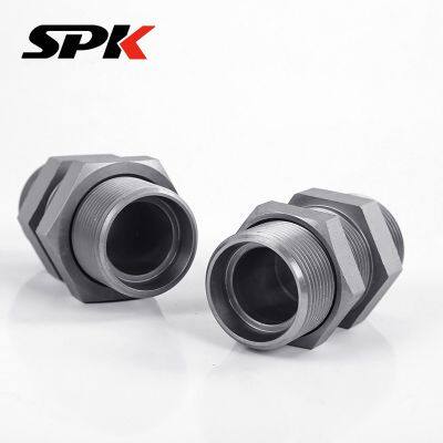 Parker GSV Compression Bulkhead Fitting, High-Pressure Hydraulic Tubing Adapter Bulkhead Fitting, 6D Series Stainless Steel