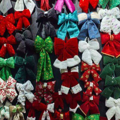 Christmas Decorative Bows Hand Made Cloth Butterfly Knot Gold Red Giant Bow Knot for Shop Window Display
