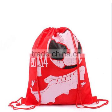 Printed drawstring polyester gym bag for sports football rucksack backpack travel cases