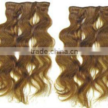 18" 10pcs/pack clip in hair extensions dark color natural wave clip weft human remy hair extension