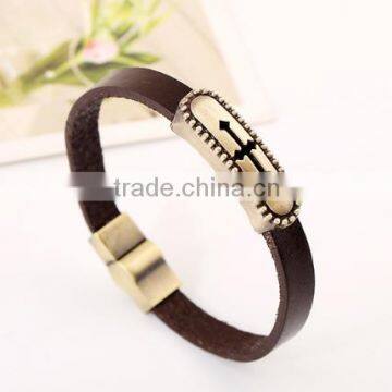 Wholesale Cross Stainless Steel Men's Fashion Leather Bracelet 2016 photo-4