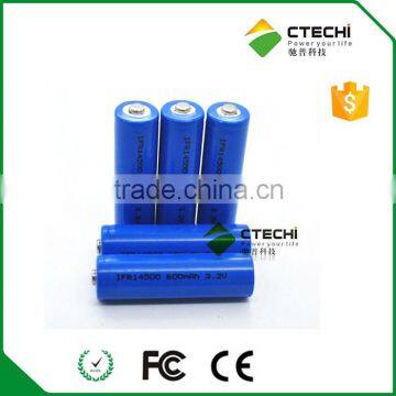 AA battery IFR14500 li ion rechargeable battery 3.2V 600mah