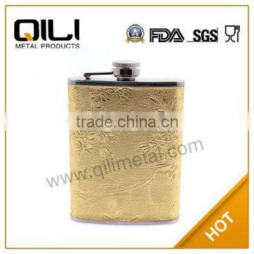 stainless steel needlework chinese hip flask for collection